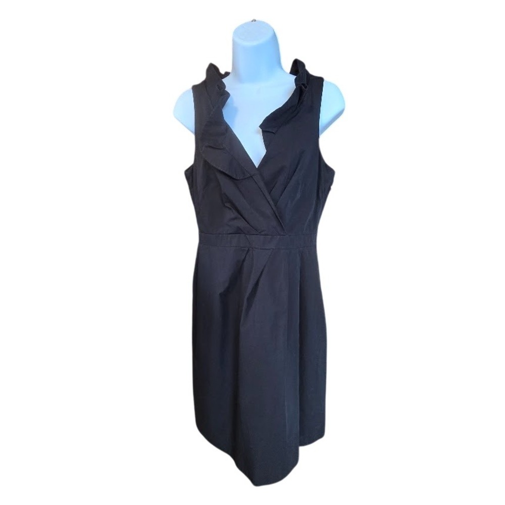 J. Crew Factory Black Ruffle-Trim Sleeveless Midi Dress